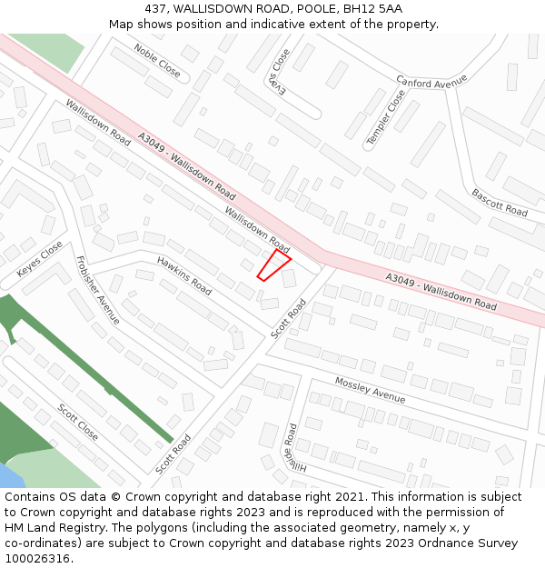 437, WALLISDOWN ROAD, POOLE, BH12 5AA: Location map and indicative extent of plot