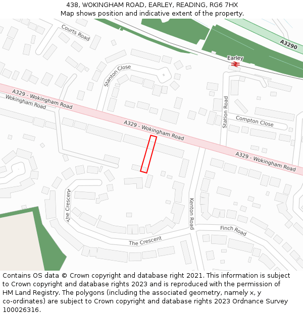 438, WOKINGHAM ROAD, EARLEY, READING, RG6 7HX: Location map and indicative extent of plot