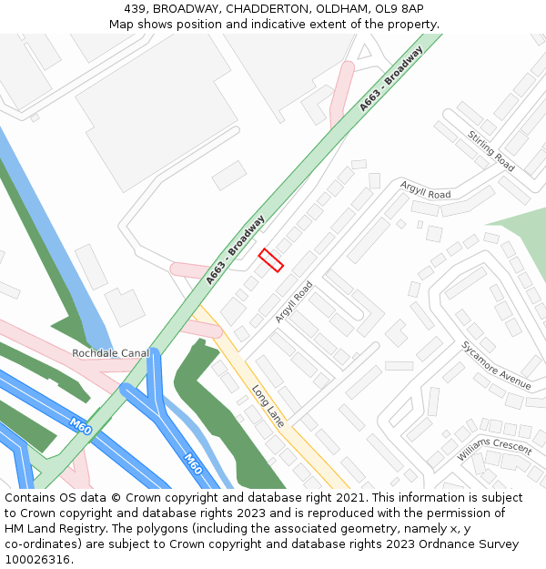 439, BROADWAY, CHADDERTON, OLDHAM, OL9 8AP: Location map and indicative extent of plot
