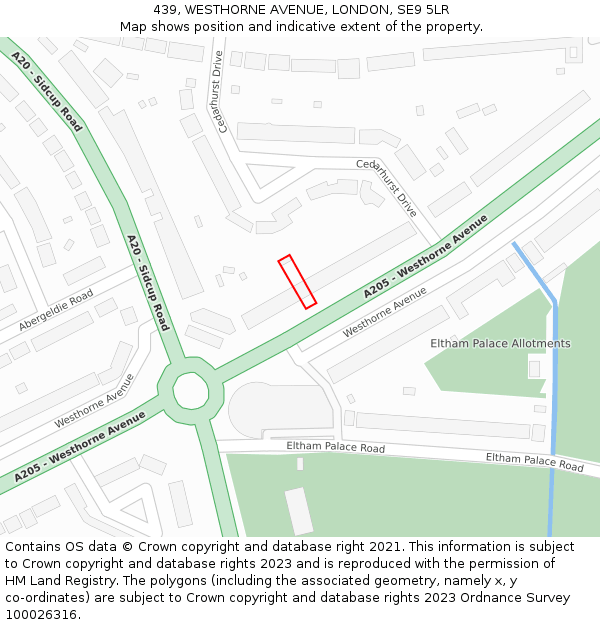 439, WESTHORNE AVENUE, LONDON, SE9 5LR: Location map and indicative extent of plot