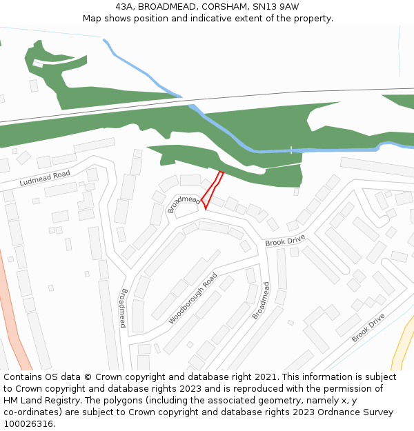 43A, BROADMEAD, CORSHAM, SN13 9AW: Location map and indicative extent of plot