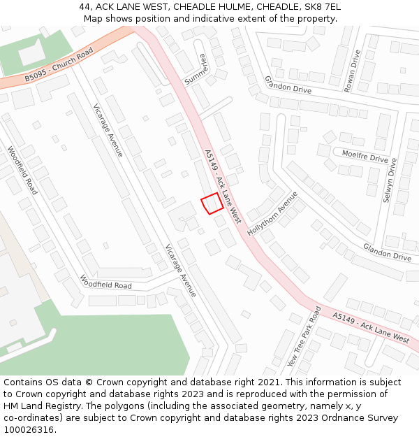 44, ACK LANE WEST, CHEADLE HULME, CHEADLE, SK8 7EL: Location map and indicative extent of plot