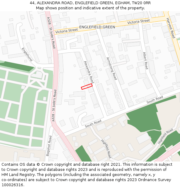 44, ALEXANDRA ROAD, ENGLEFIELD GREEN, EGHAM, TW20 0RR: Location map and indicative extent of plot