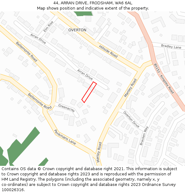 44, ARRAN DRIVE, FRODSHAM, WA6 6AL: Location map and indicative extent of plot