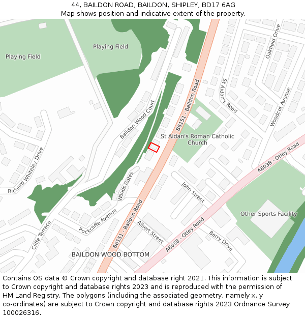 44, BAILDON ROAD, BAILDON, SHIPLEY, BD17 6AG: Location map and indicative extent of plot