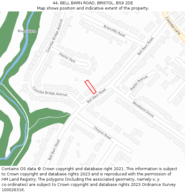 44, BELL BARN ROAD, BRISTOL, BS9 2DE: Location map and indicative extent of plot