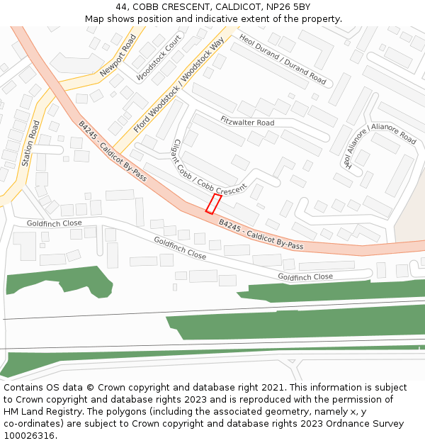 44, COBB CRESCENT, CALDICOT, NP26 5BY: Location map and indicative extent of plot