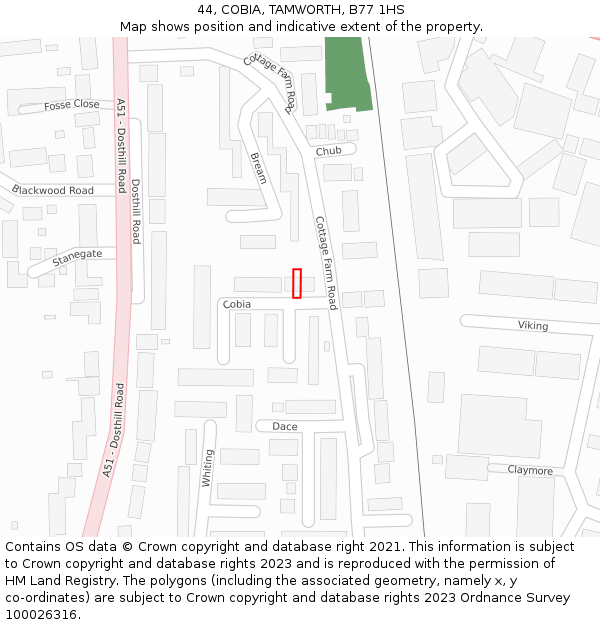 44, COBIA, TAMWORTH, B77 1HS: Location map and indicative extent of plot