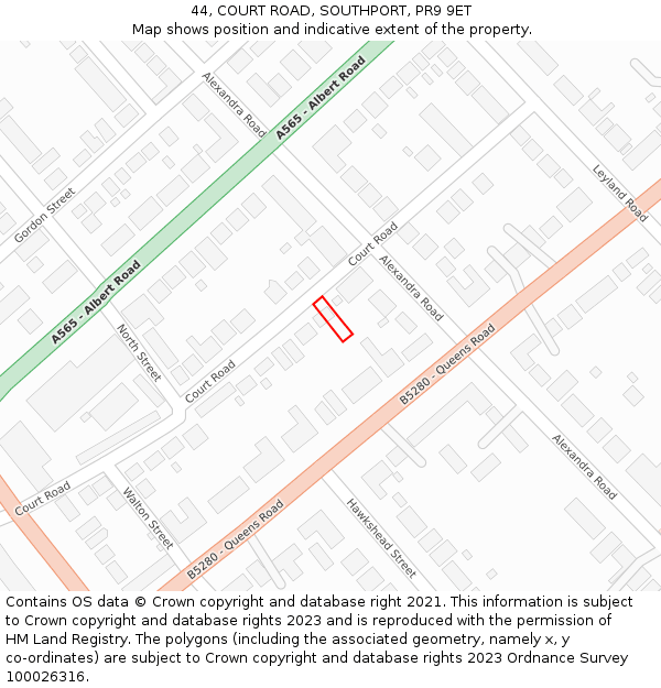 44, COURT ROAD, SOUTHPORT, PR9 9ET: Location map and indicative extent of plot