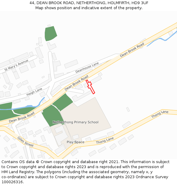 44, DEAN BROOK ROAD, NETHERTHONG, HOLMFIRTH, HD9 3UF: Location map and indicative extent of plot