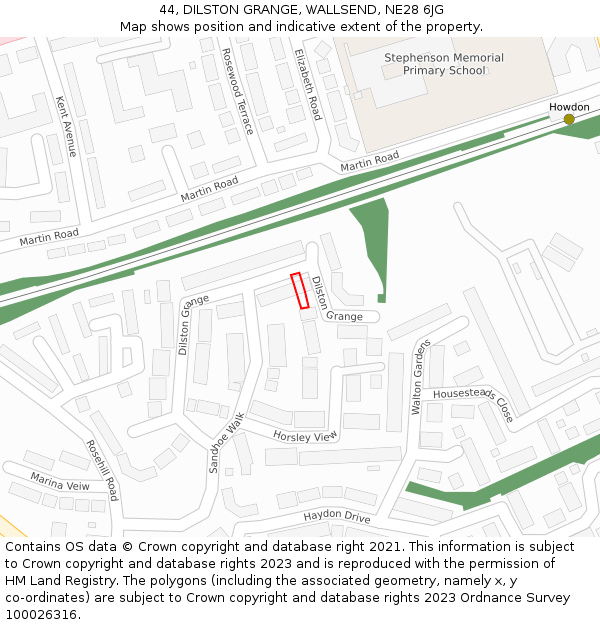 44, DILSTON GRANGE, WALLSEND, NE28 6JG: Location map and indicative extent of plot