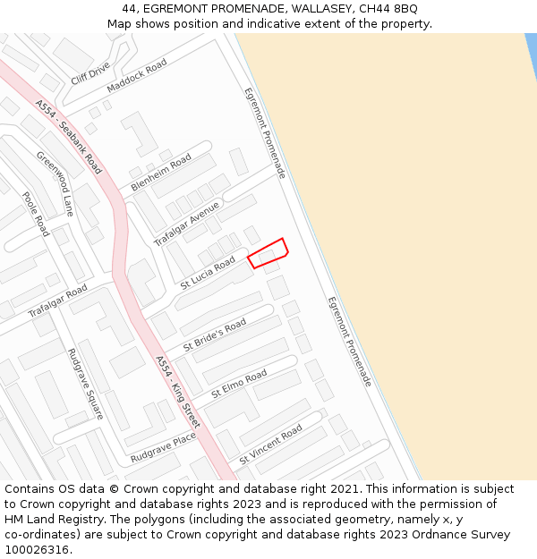 44, EGREMONT PROMENADE, WALLASEY, CH44 8BQ: Location map and indicative extent of plot