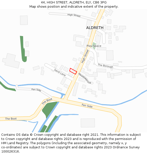 44, HIGH STREET, ALDRETH, ELY, CB6 3PG: Location map and indicative extent of plot