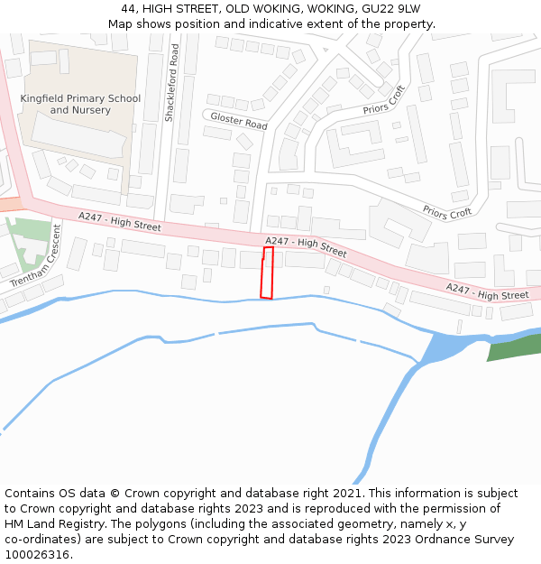 44, HIGH STREET, OLD WOKING, WOKING, GU22 9LW: Location map and indicative extent of plot