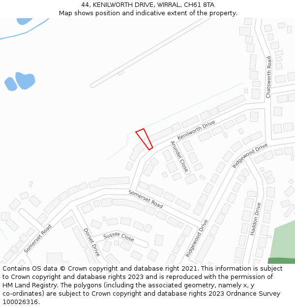 44, KENILWORTH DRIVE, WIRRAL, CH61 8TA: Location map and indicative extent of plot