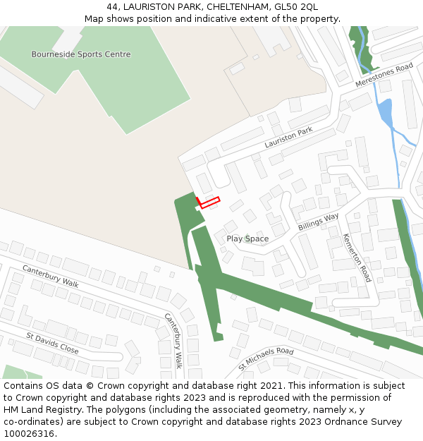 44, LAURISTON PARK, CHELTENHAM, GL50 2QL: Location map and indicative extent of plot