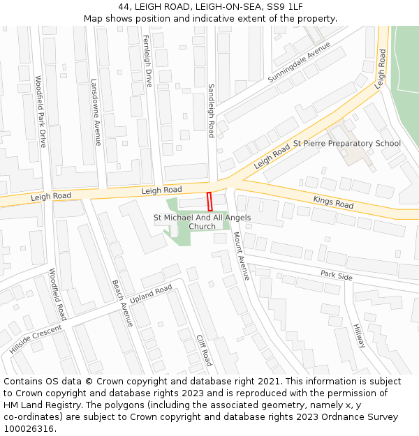 44, LEIGH ROAD, LEIGH-ON-SEA, SS9 1LF: Location map and indicative extent of plot