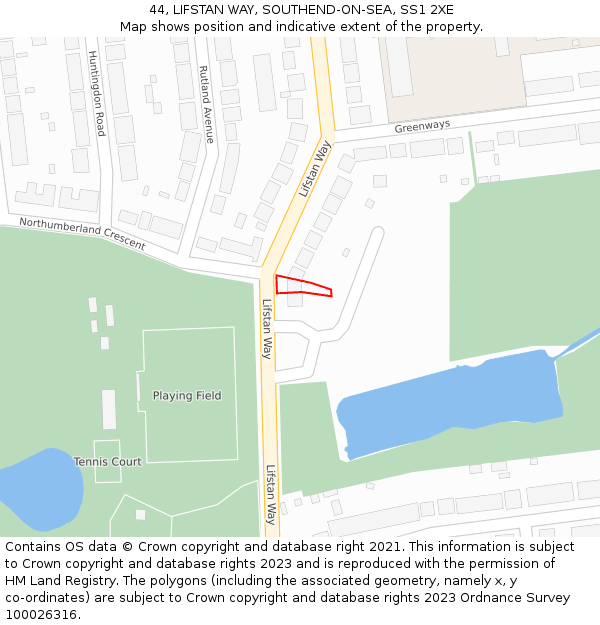 44, LIFSTAN WAY, SOUTHEND-ON-SEA, SS1 2XE: Location map and indicative extent of plot