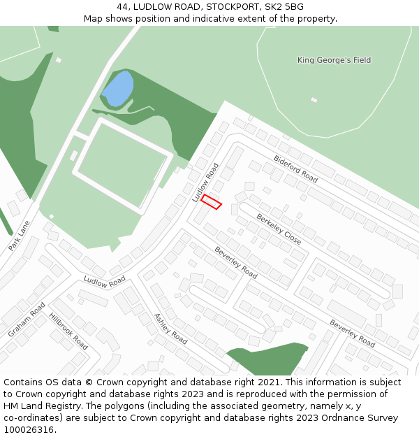 44, LUDLOW ROAD, STOCKPORT, SK2 5BG: Location map and indicative extent of plot