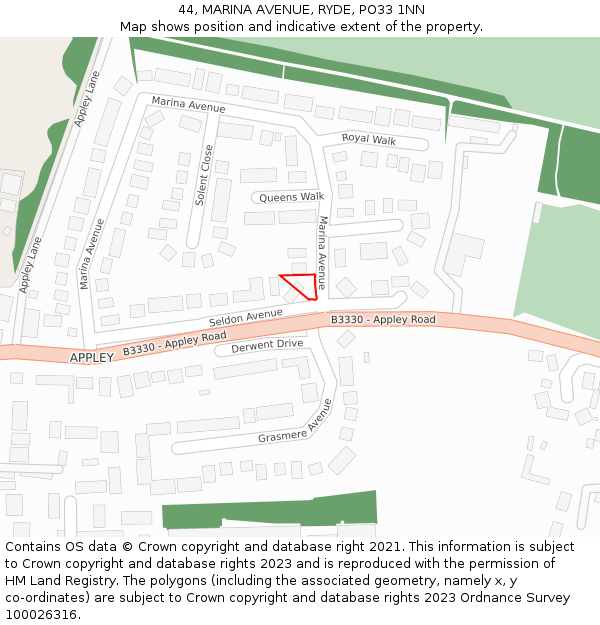 44, MARINA AVENUE, RYDE, PO33 1NN: Location map and indicative extent of plot