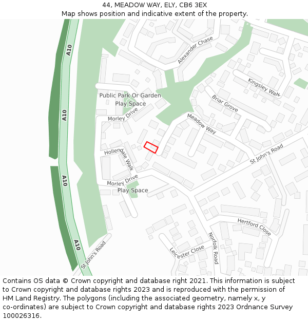 44, MEADOW WAY, ELY, CB6 3EX: Location map and indicative extent of plot