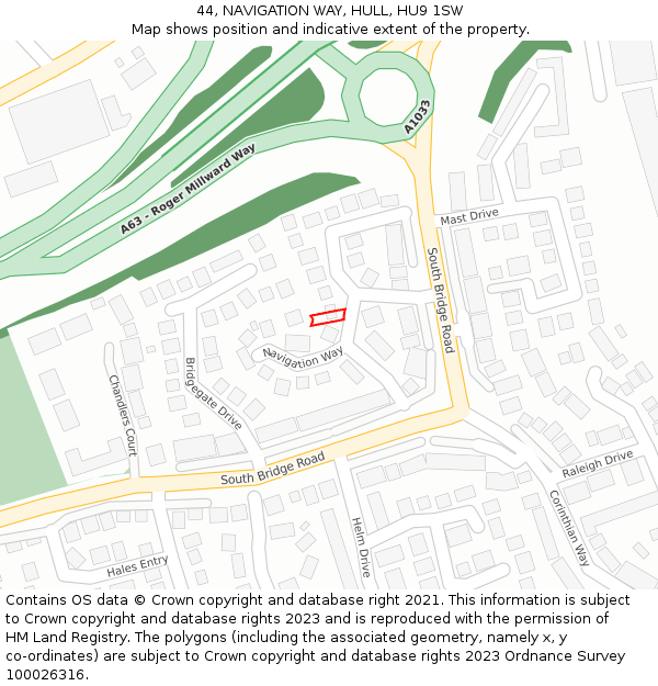 44, NAVIGATION WAY, HULL, HU9 1SW: Location map and indicative extent of plot