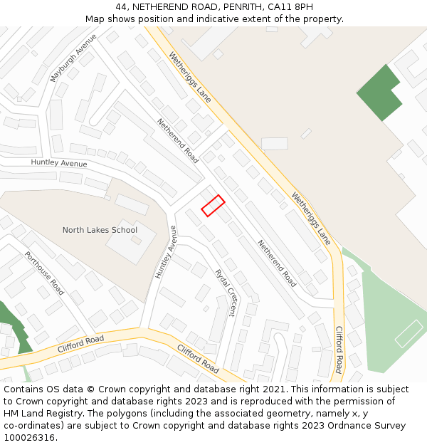 44, NETHEREND ROAD, PENRITH, CA11 8PH: Location map and indicative extent of plot