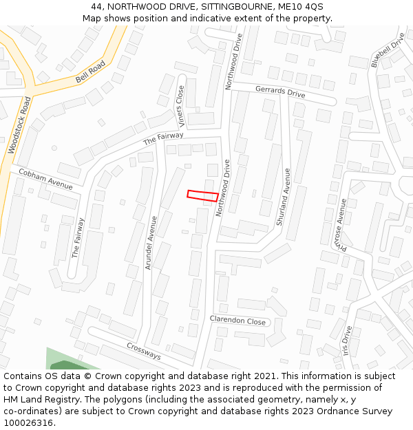 44, NORTHWOOD DRIVE, SITTINGBOURNE, ME10 4QS: Location map and indicative extent of plot