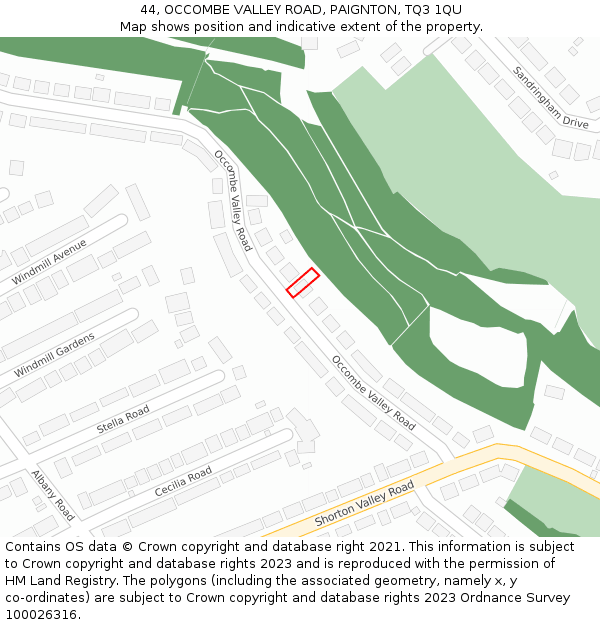 44, OCCOMBE VALLEY ROAD, PAIGNTON, TQ3 1QU: Location map and indicative extent of plot