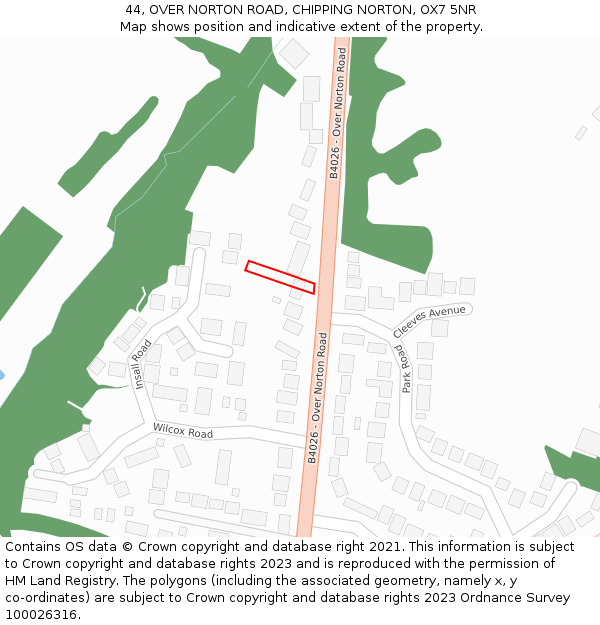 44, OVER NORTON ROAD, CHIPPING NORTON, OX7 5NR: Location map and indicative extent of plot