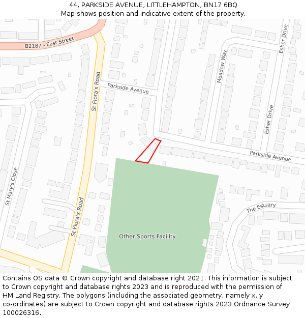 44, PARKSIDE AVENUE, LITTLEHAMPTON, BN17 6BQ: Location map and indicative extent of plot