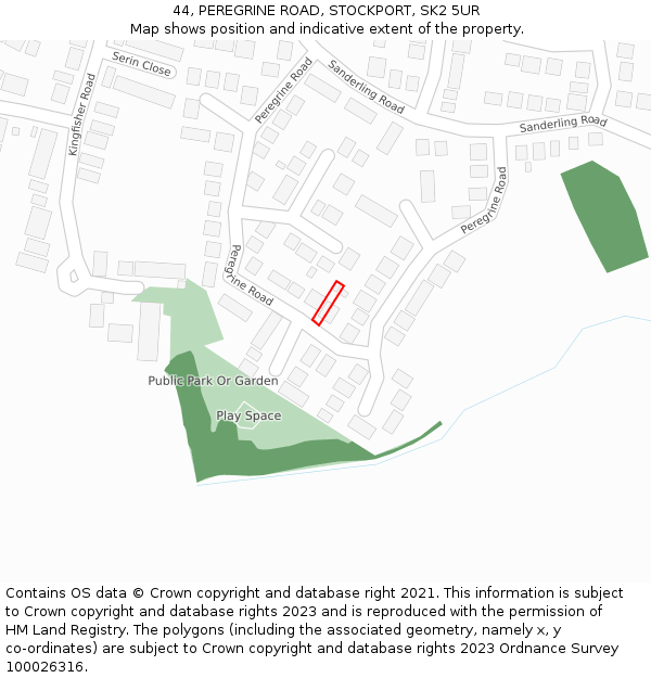 44, PEREGRINE ROAD, STOCKPORT, SK2 5UR: Location map and indicative extent of plot