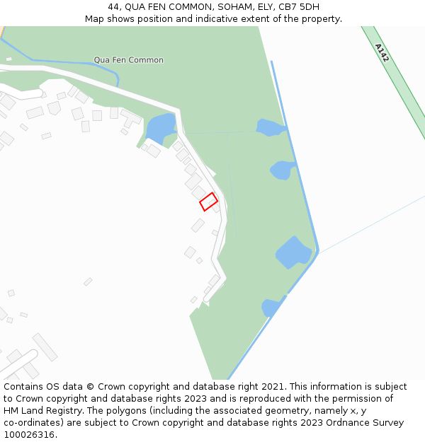 44, QUA FEN COMMON, SOHAM, ELY, CB7 5DH: Location map and indicative extent of plot