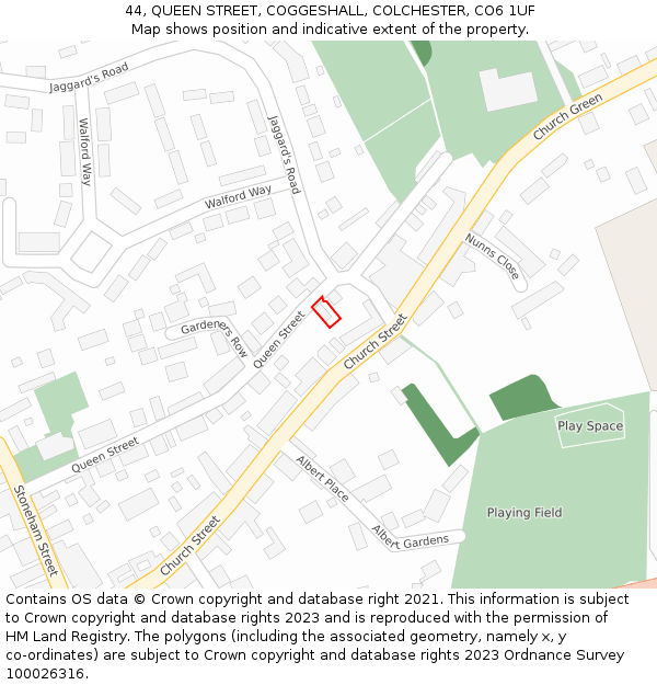 44, QUEEN STREET, COGGESHALL, COLCHESTER, CO6 1UF: Location map and indicative extent of plot