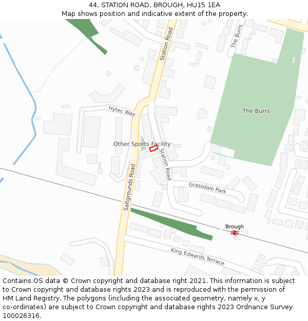 44, STATION ROAD, BROUGH, HU15 1EA: Location map and indicative extent of plot