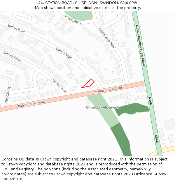 44, STATION ROAD, CHISELDON, SWINDON, SN4 0PW: Location map and indicative extent of plot