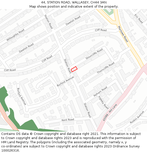 44, STATION ROAD, WALLASEY, CH44 3AN: Location map and indicative extent of plot