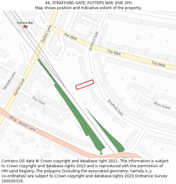 44, STRAFFORD GATE, POTTERS BAR, EN6 1PN: Location map and indicative extent of plot