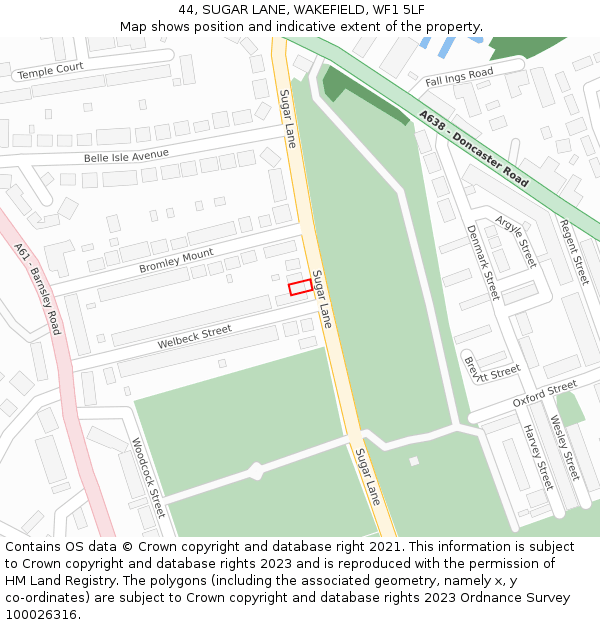 44, SUGAR LANE, WAKEFIELD, WF1 5LF: Location map and indicative extent of plot