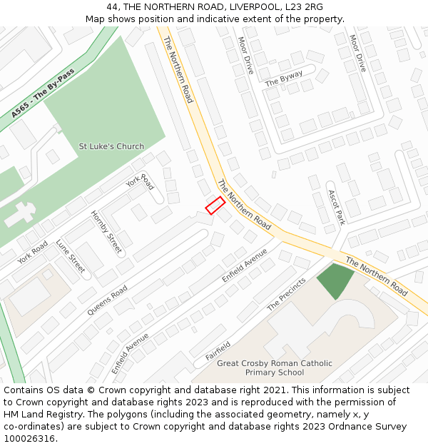 44, THE NORTHERN ROAD, LIVERPOOL, L23 2RG: Location map and indicative extent of plot