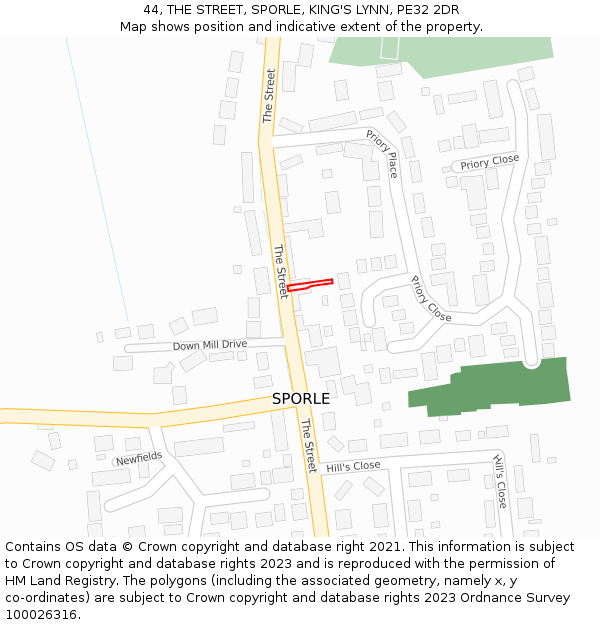 44, THE STREET, SPORLE, KING'S LYNN, PE32 2DR: Location map and indicative extent of plot