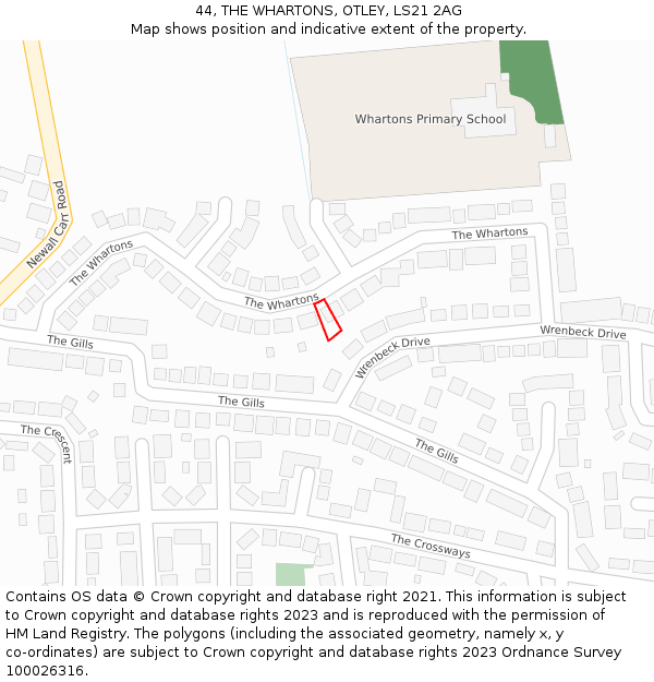 44, THE WHARTONS, OTLEY, LS21 2AG: Location map and indicative extent of plot