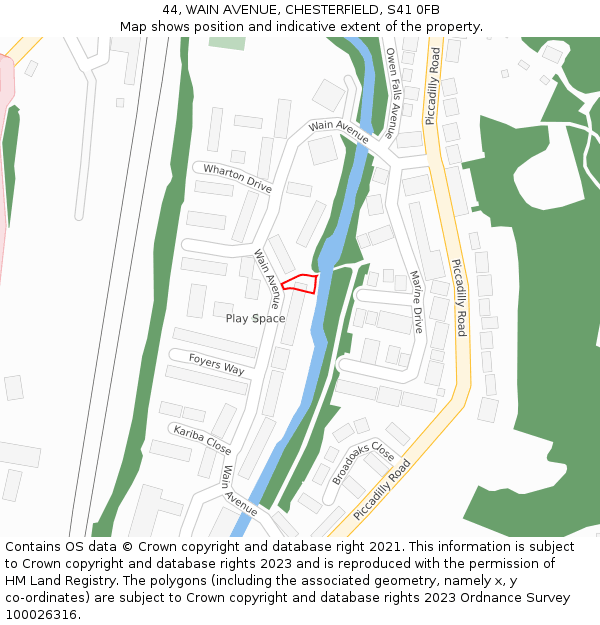 44, WAIN AVENUE, CHESTERFIELD, S41 0FB: Location map and indicative extent of plot