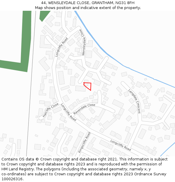 44, WENSLEYDALE CLOSE, GRANTHAM, NG31 8FH: Location map and indicative extent of plot