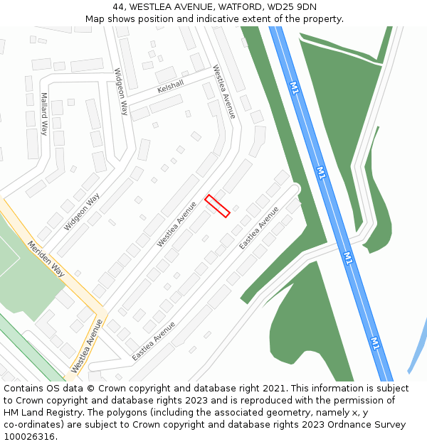 44, WESTLEA AVENUE, WATFORD, WD25 9DN: Location map and indicative extent of plot