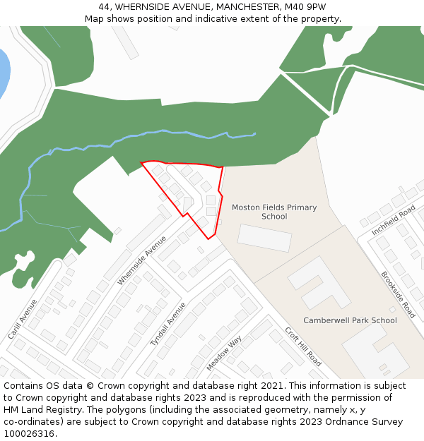 44, WHERNSIDE AVENUE, MANCHESTER, M40 9PW: Location map and indicative extent of plot