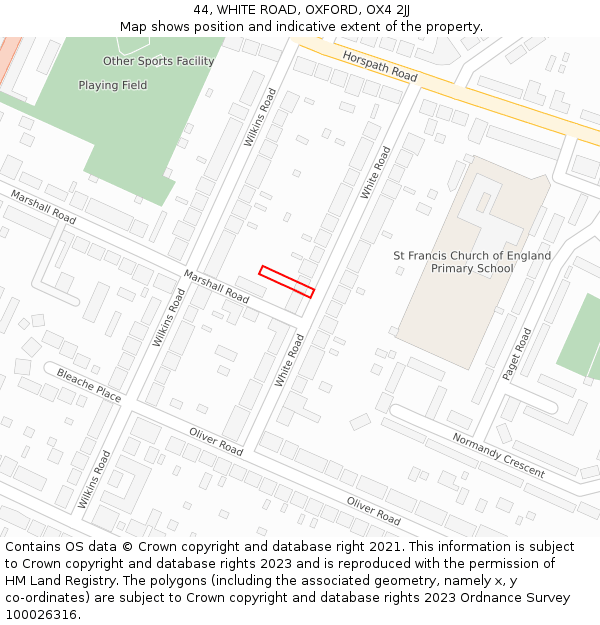 44, WHITE ROAD, OXFORD, OX4 2JJ: Location map and indicative extent of plot