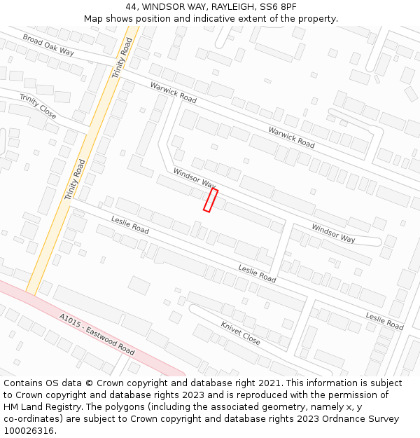 44, WINDSOR WAY, RAYLEIGH, SS6 8PF: Location map and indicative extent of plot