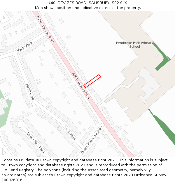 440, DEVIZES ROAD, SALISBURY, SP2 9LX: Location map and indicative extent of plot