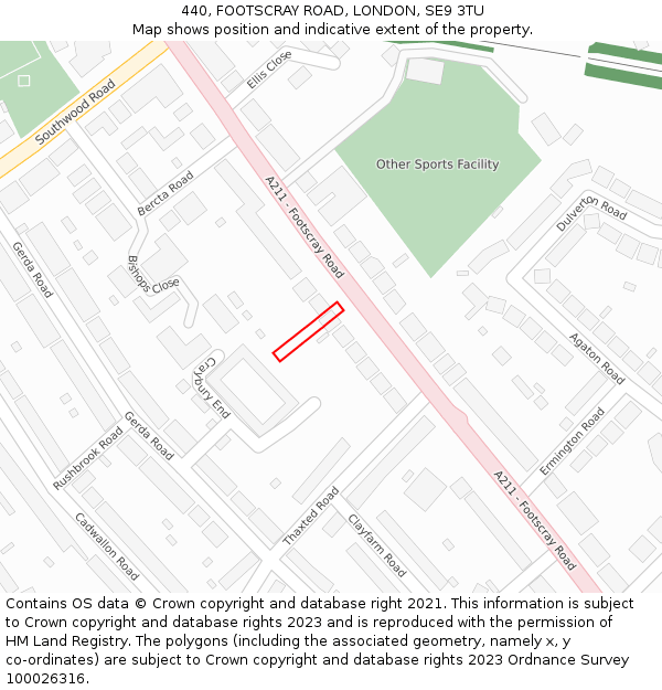 440, FOOTSCRAY ROAD, LONDON, SE9 3TU: Location map and indicative extent of plot